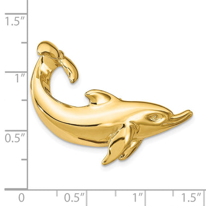 14K Gelbgold Delfin mit Schwanz Up Anhänger