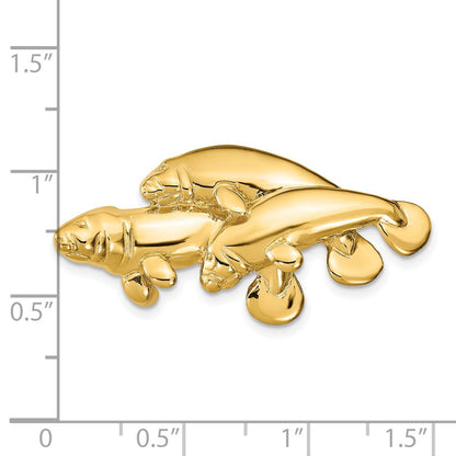 14K Gelbgold Dreifach Manatee Anhänger