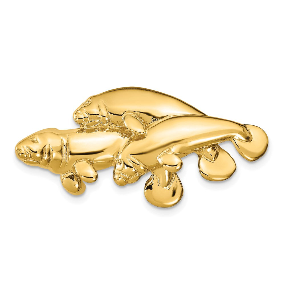 14K Gelbgold Dreifach Manatee Anhänger