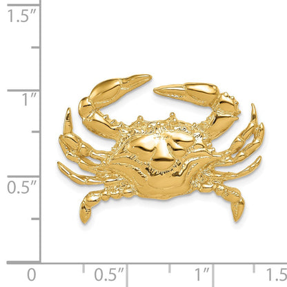 14K Gelbgold Blau Krabbe Anhänger