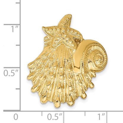 14K Gelbgold Meer Leben Anhänger