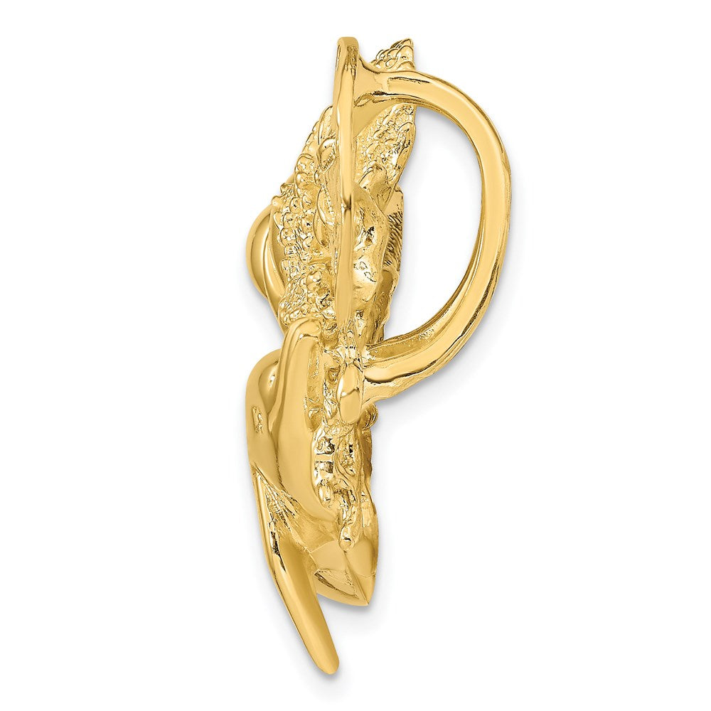 14K Gelbgold Delfin und Muschel Cluster Anhänger