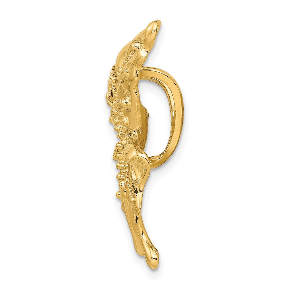 14K Gelbgold Polierter und Perlenbesetzter Schmetterling-Gleitcharm