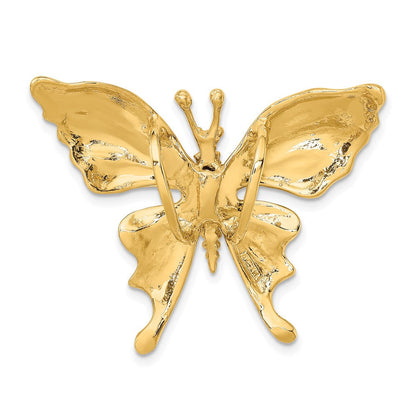 14K Gelbgold Polierter und Perlenbesetzter Schmetterling-Gleitcharm