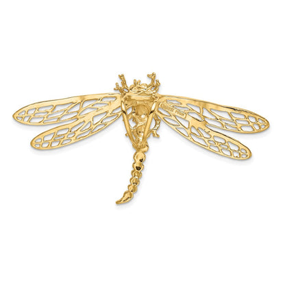 14K Gelbgold Ausgeschnitten Libelle Anhänger