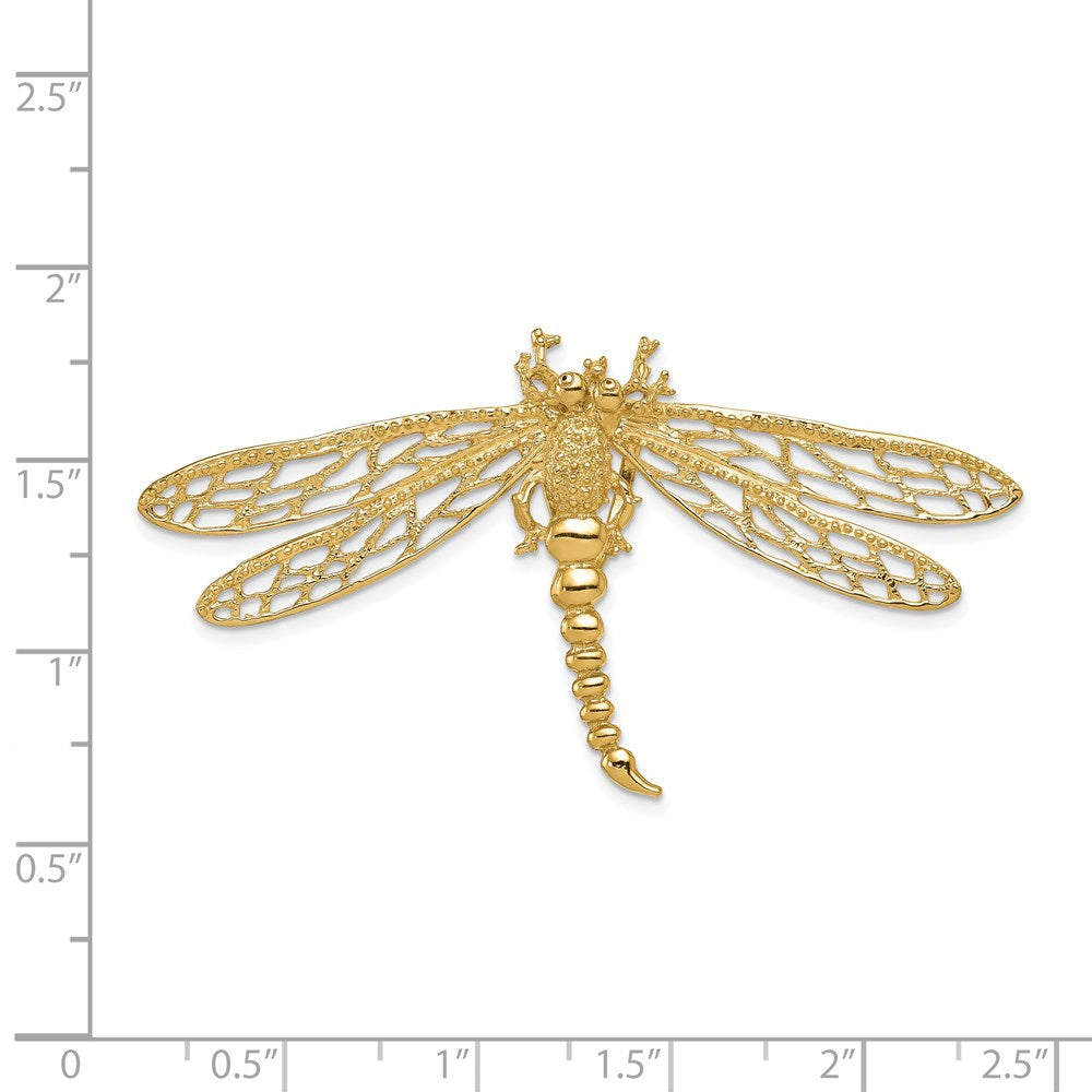 14K Gelbgold Ausgeschnitten Libelle Anhänger