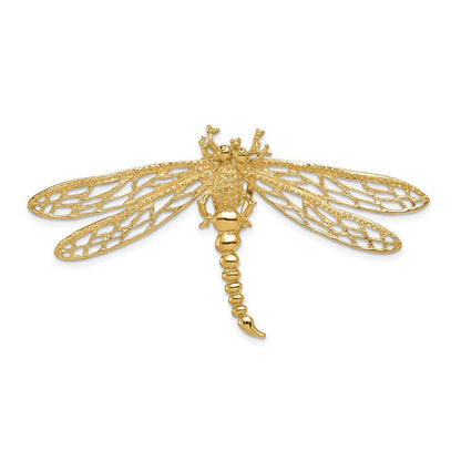 14K Gelbgold Ausgeschnitten Libelle Anhänger