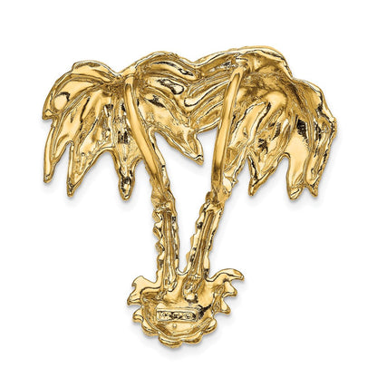 14K Gelbgold Doppelt Palme Baum Anhänger