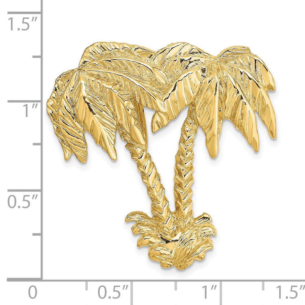 14K Gelbgold Doppelt Palme Baum Anhänger