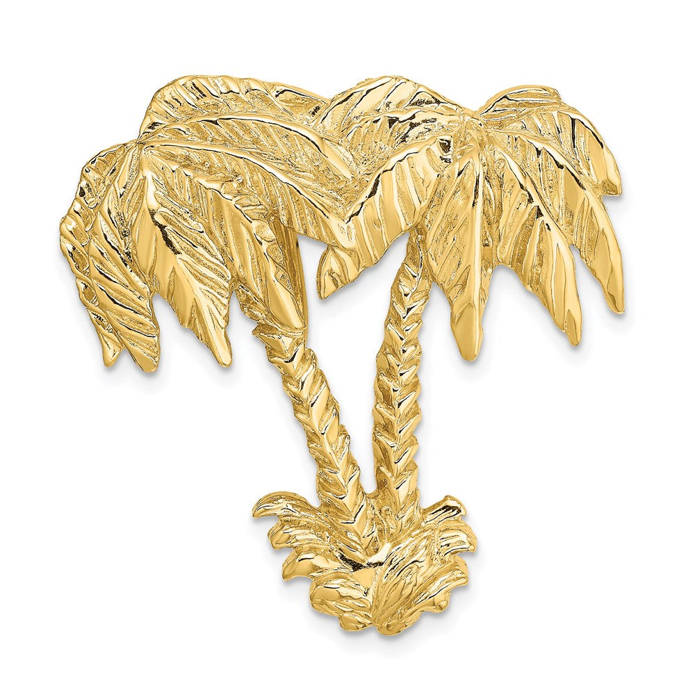 14K Gelbgold Doppelt Palme Baum Anhänger