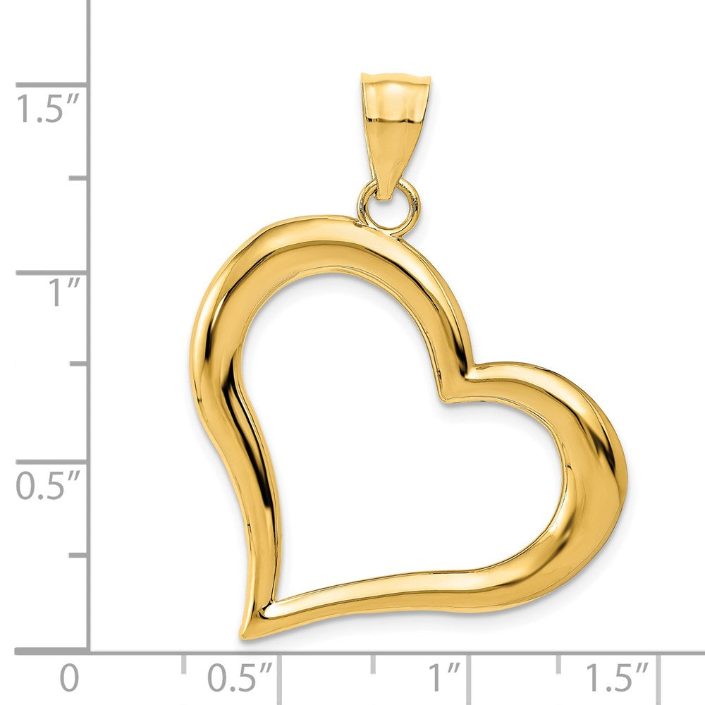 14K Gelbgold Polierter Baumelnder Herz-Anhänger