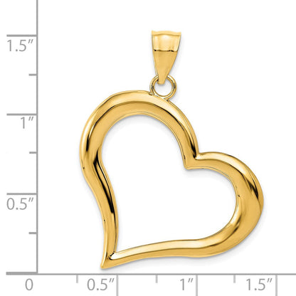 14K Gelbgold Polierter Baumelnder Herz-Anhänger