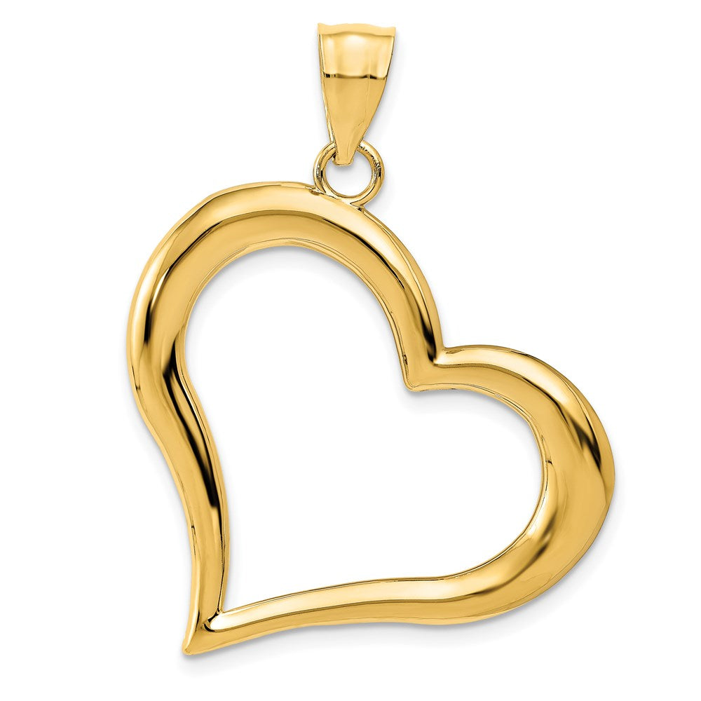14K Gelbgold Polierter Baumelnder Herz-Anhänger