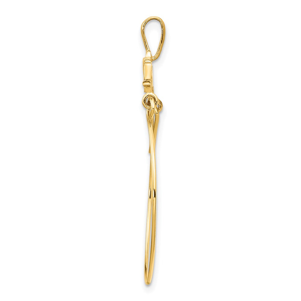 14K Gelbgold Doppelt Dolphins Charm Halter Anhänger