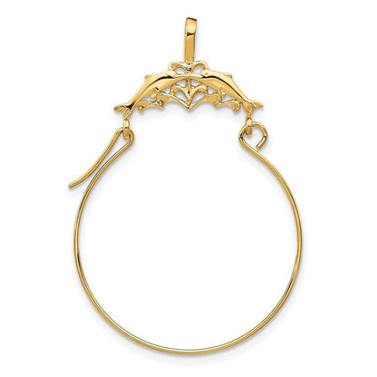 14K Gelbgold Doppelt Dolphins Charm Halter Anhänger
