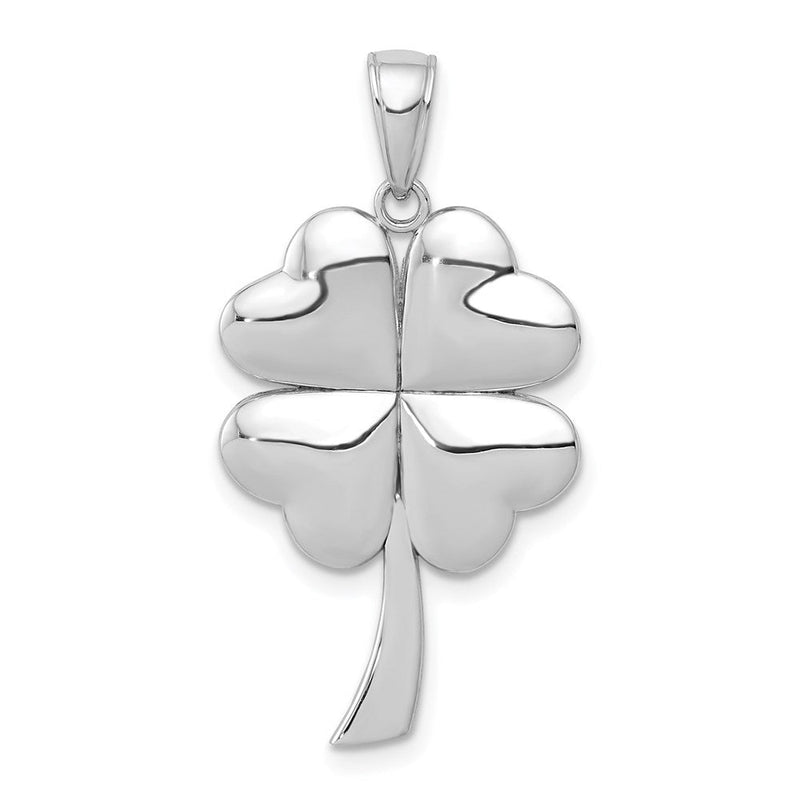 14K Weißgold Kleeblatt-Anhänger mit 4 Blättern