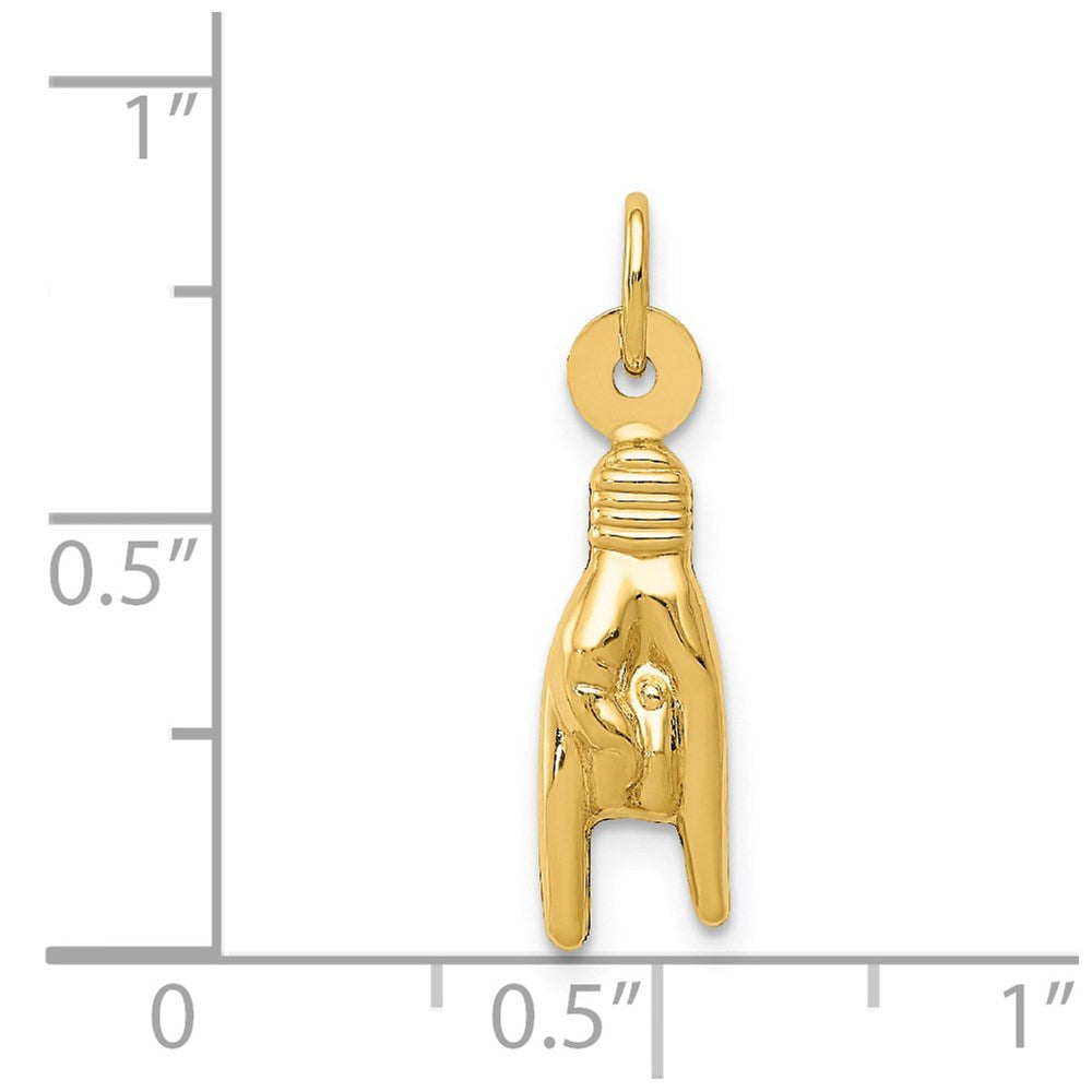 14K Gelbgold 3d Rock auf Zeichen Charm