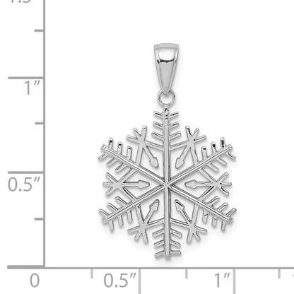 14K Weißgold 3-D-Schneeflocken-Anhänger
