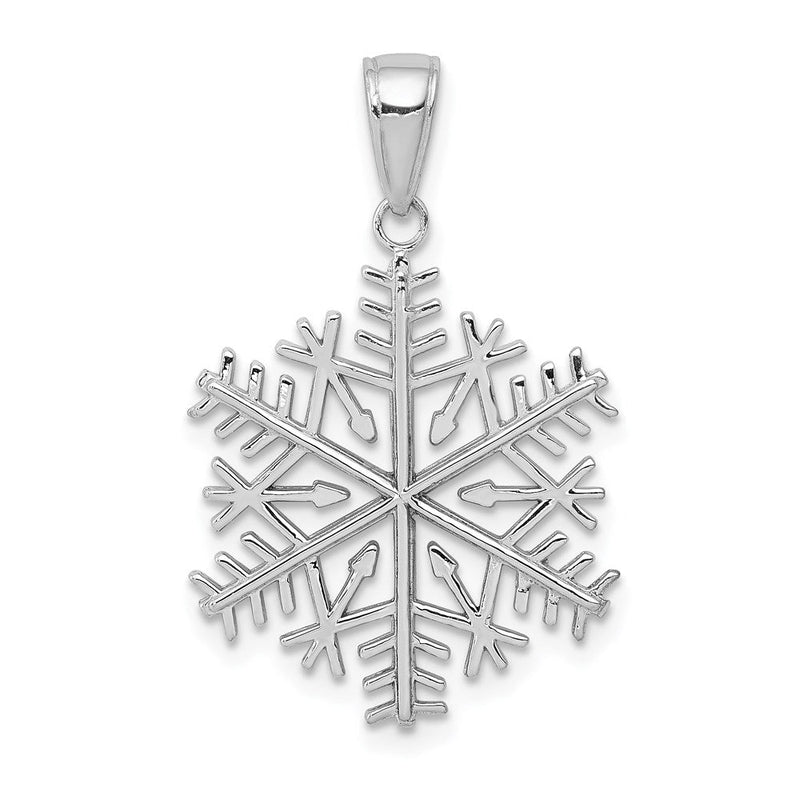 14K Weißgold 3-D-Schneeflocken-Anhänger
