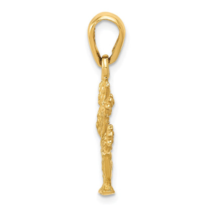 14 Karat Gelbgold 3-D-Kaktus-Anhänger