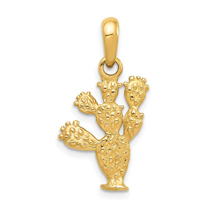 14 Karat Gelbgold 3-D-Kaktus-Anhänger