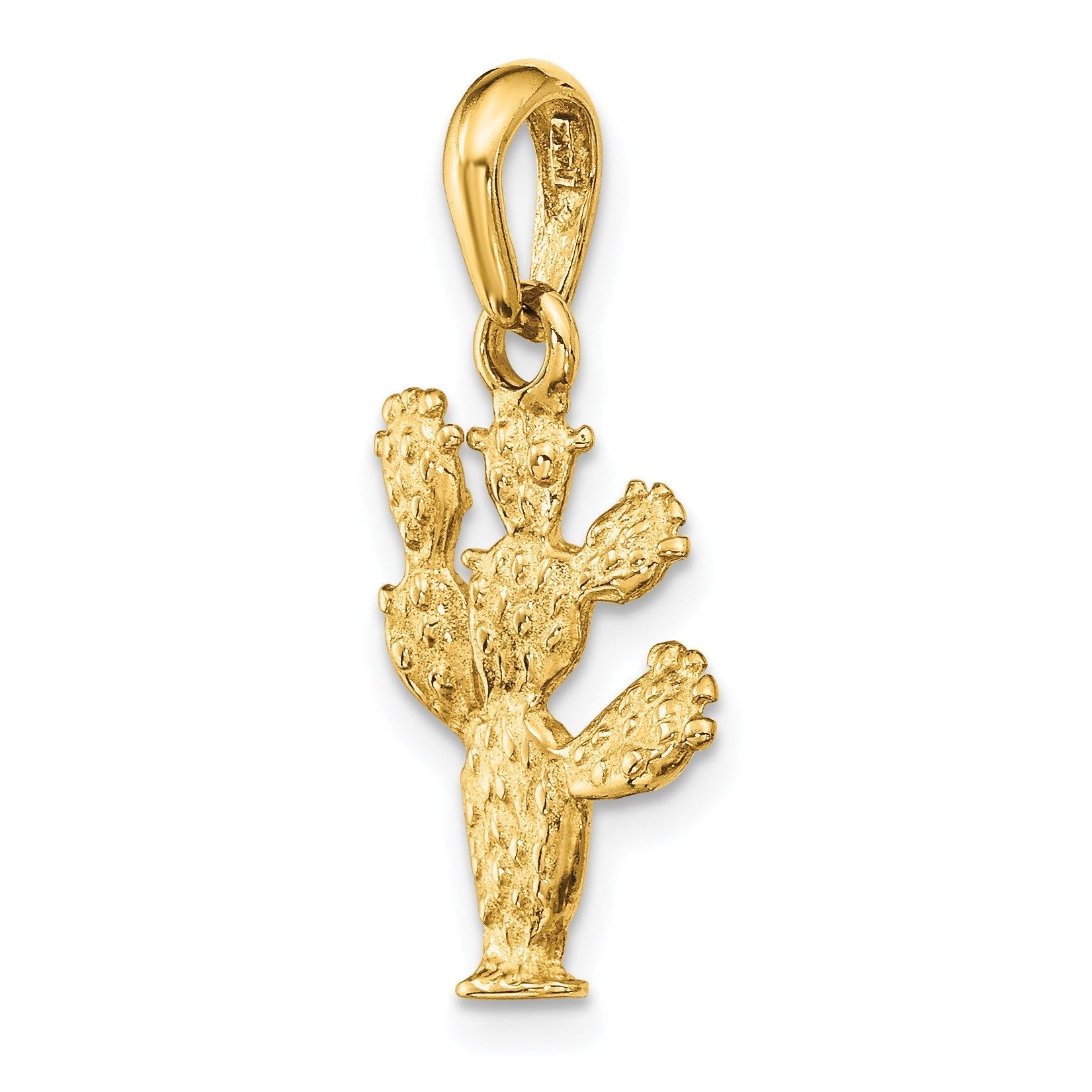 14 Karat Gelbgold 3-D-Kaktus-Anhänger