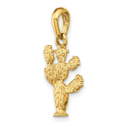 14 Karat Gelbgold 3-D-Kaktus-Anhänger