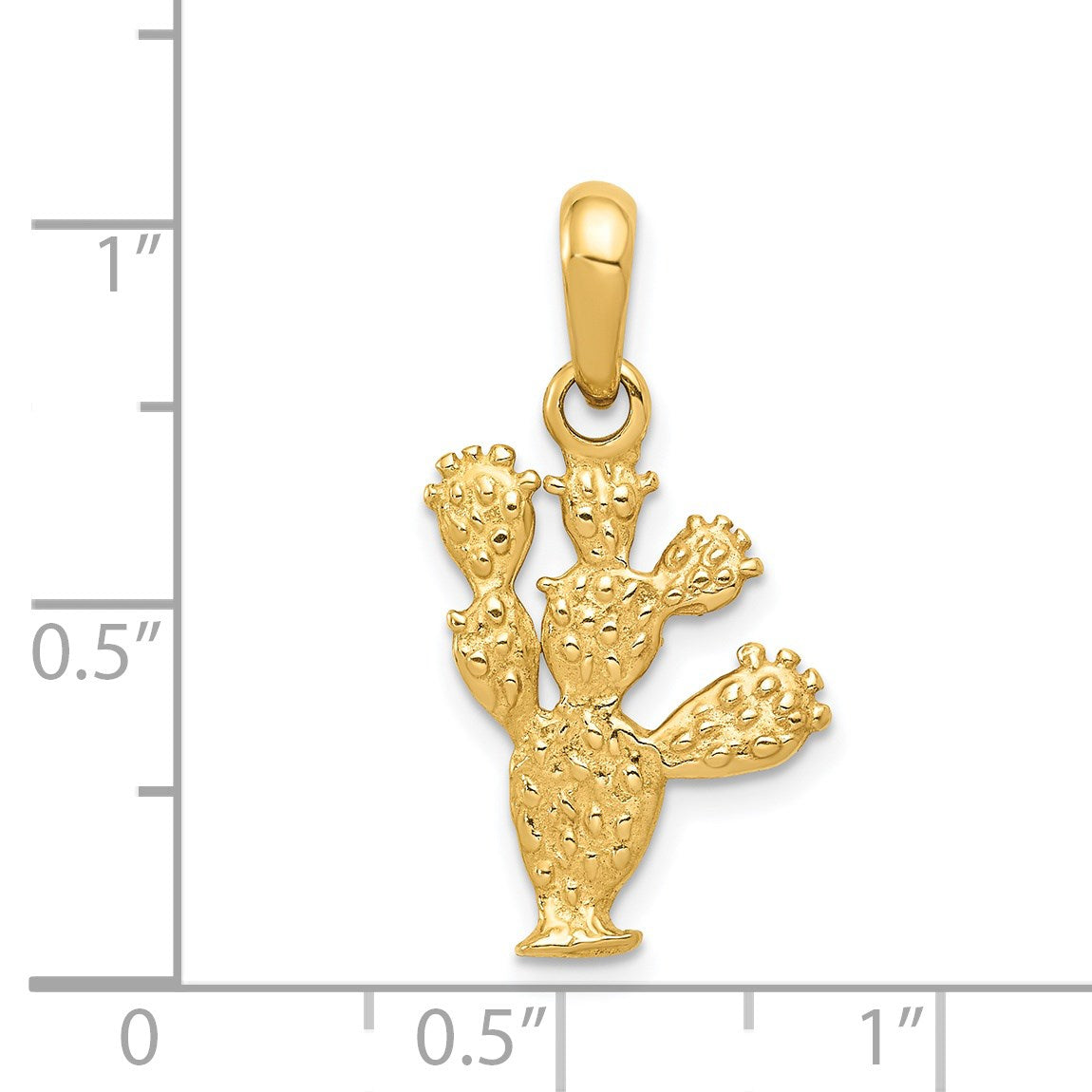 14 Karat Gelbgold 3-D-Kaktus-Anhänger