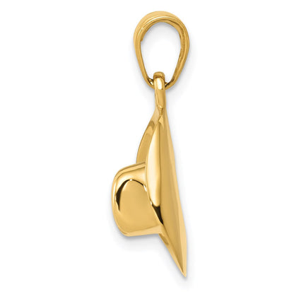 14K Gelbgold 3-D Cowboyhut-Anhänger