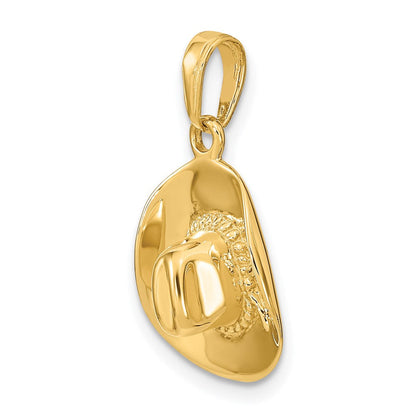 14K Gelbgold 3-D Cowboyhut-Anhänger