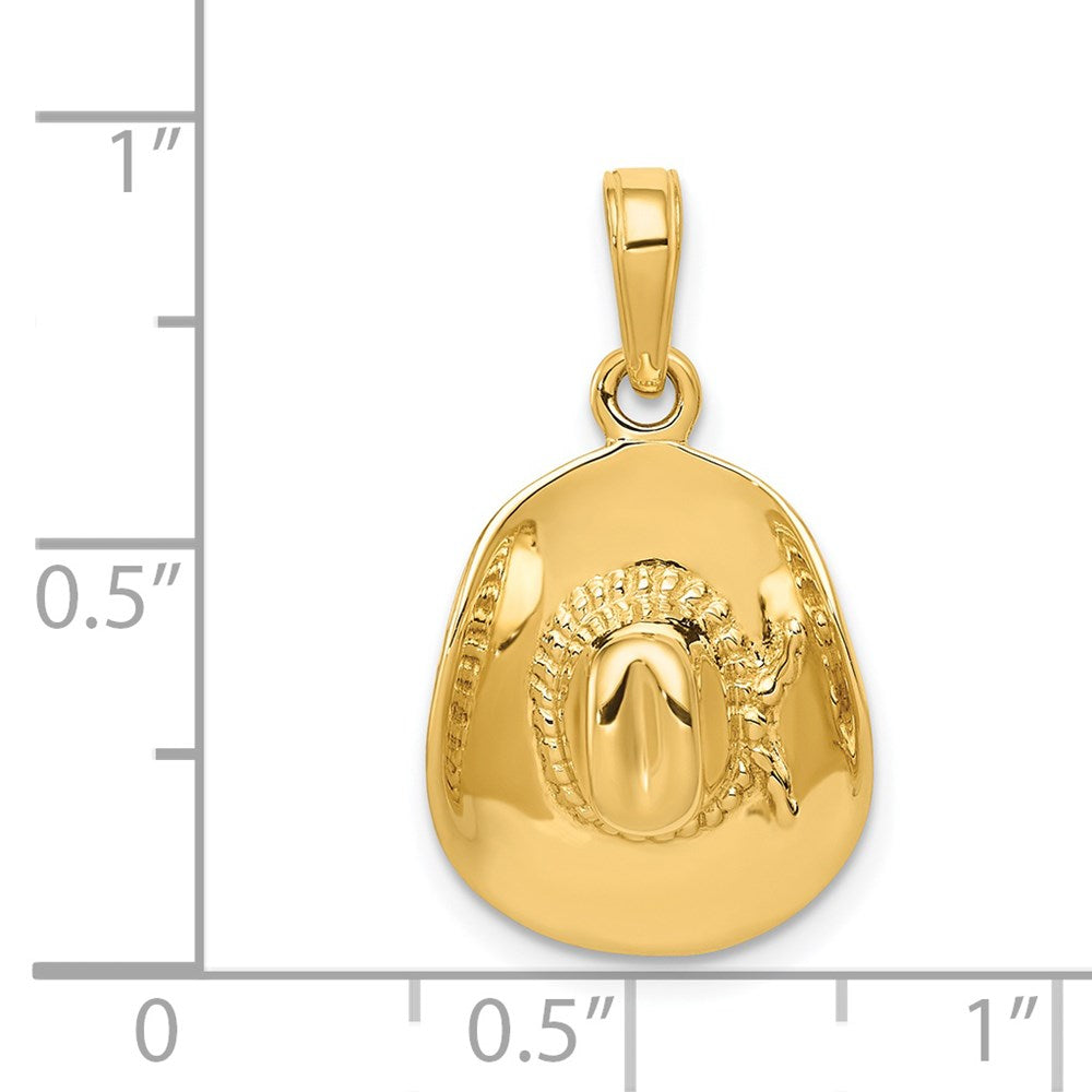 14K Gelbgold 3-D Cowboyhut-Anhänger