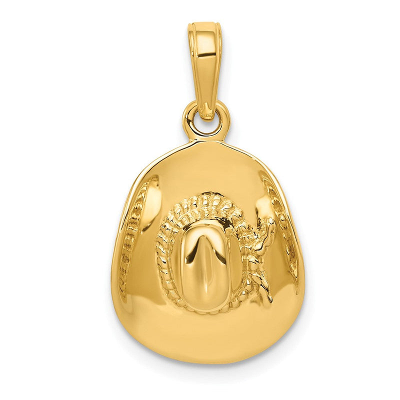 14K Gelbgold 3-D Cowboyhut-Anhänger