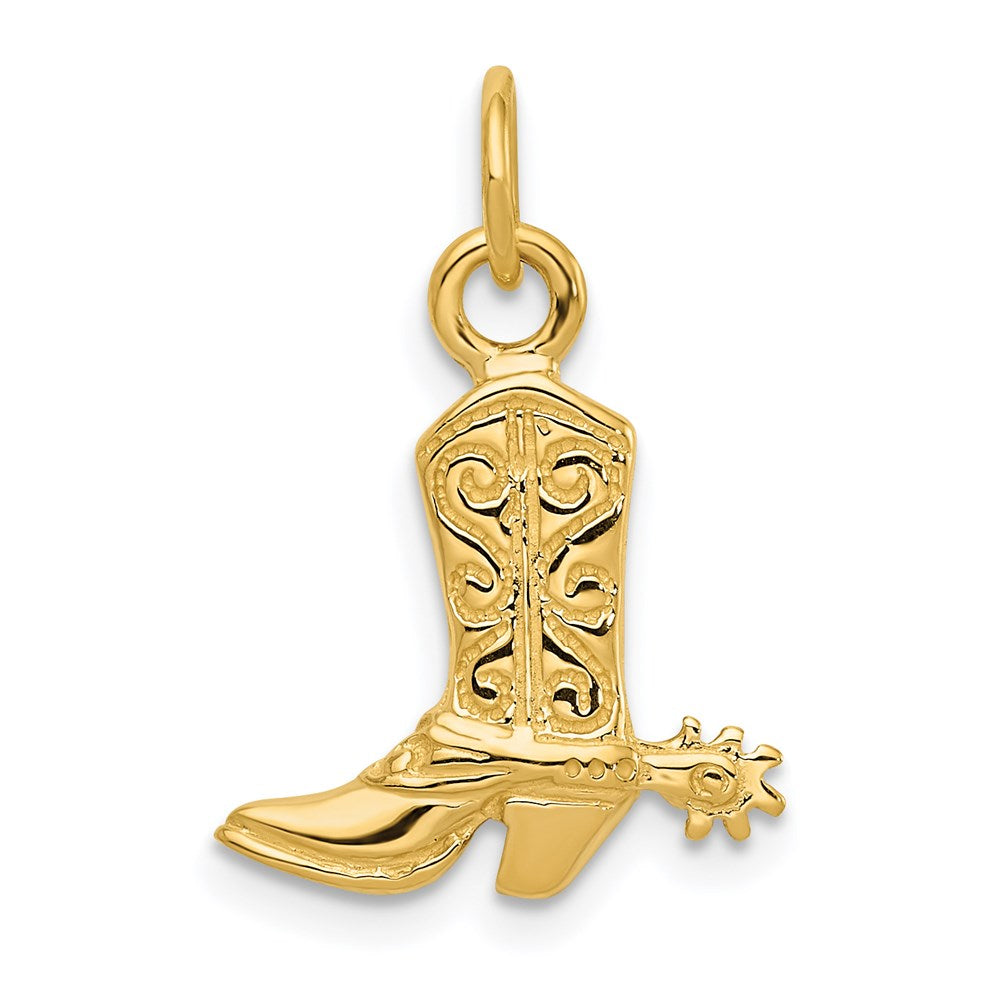 14K Gelbgold 3D-Cowboystiefel-Anhänger
