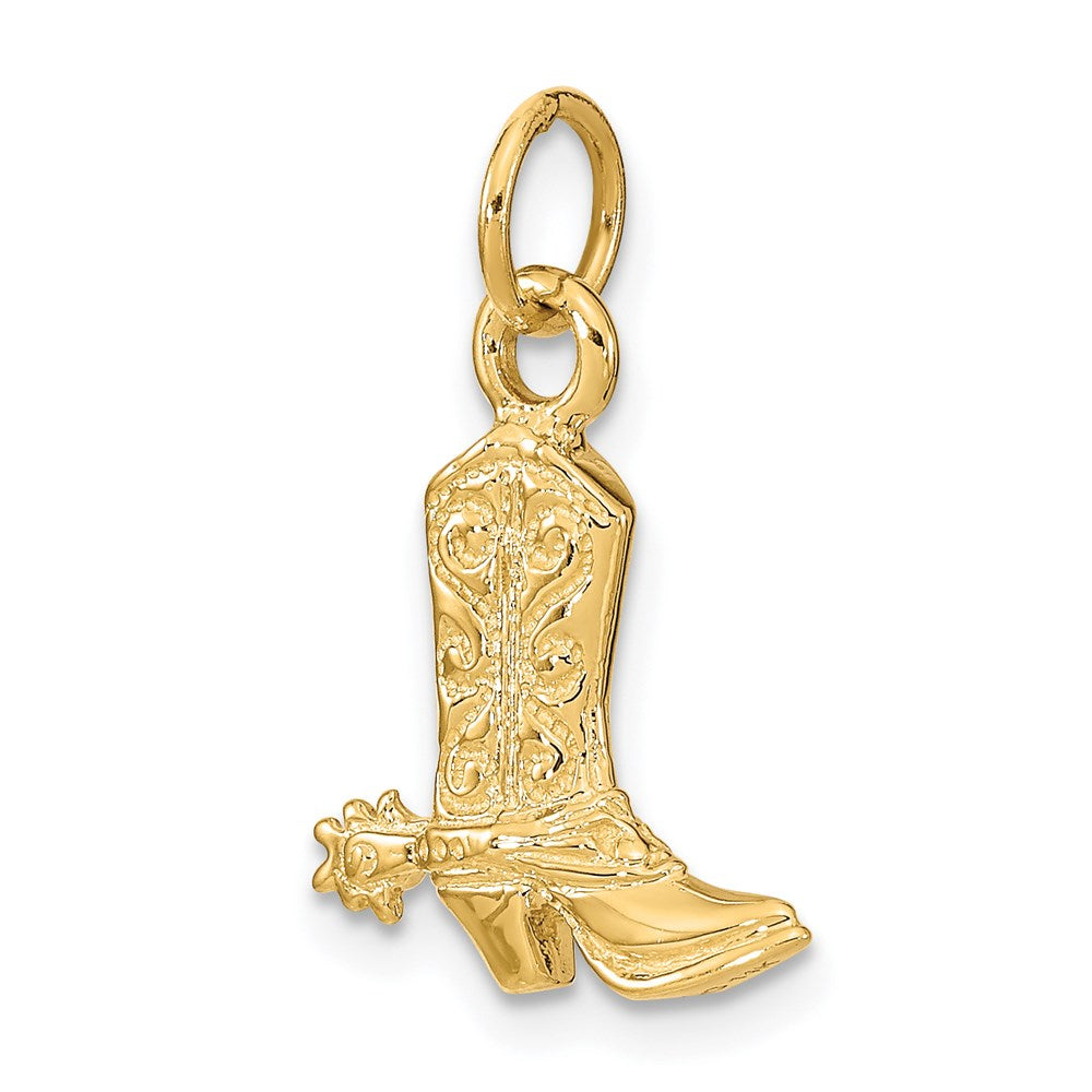 14K Gelbgold 3D-Cowboystiefel-Anhänger