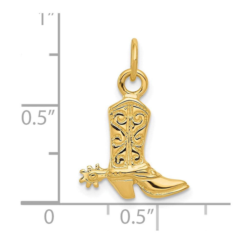 14K Gelbgold 3D-Cowboystiefel-Anhänger