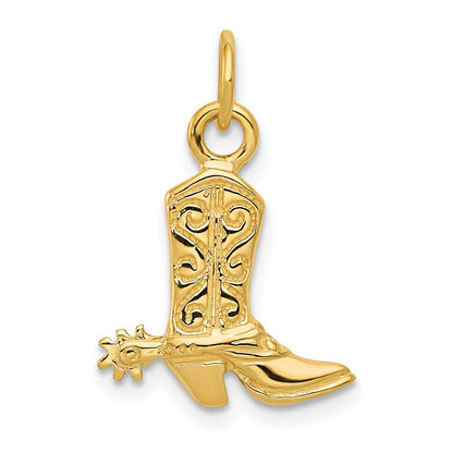 14K Gelbgold 3D-Cowboystiefel-Anhänger