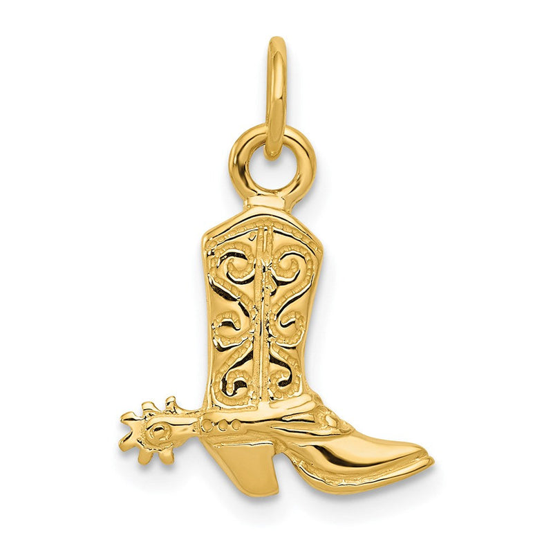 14K Gelbgold 3D-Cowboystiefel-Anhänger
