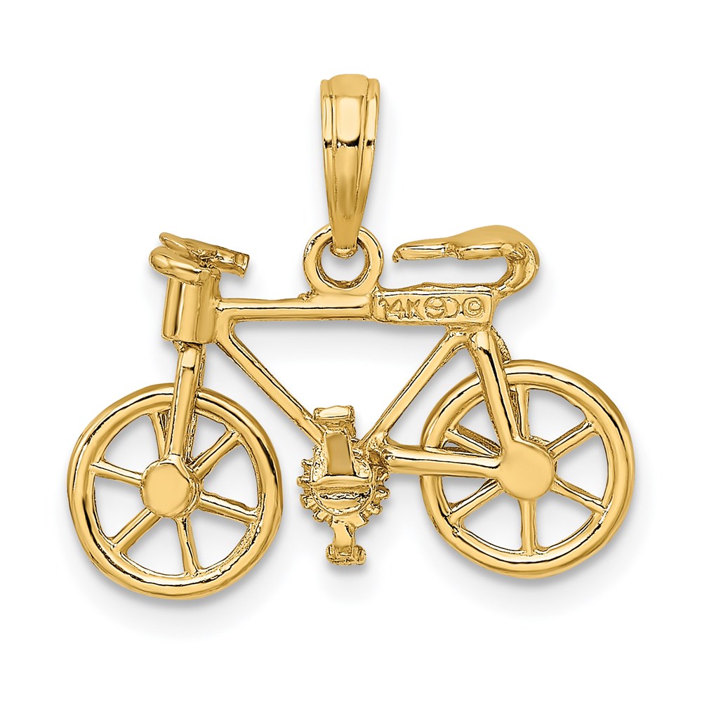 14 Karat Gelbgold beweglicher Fahrrad-Charm 3D