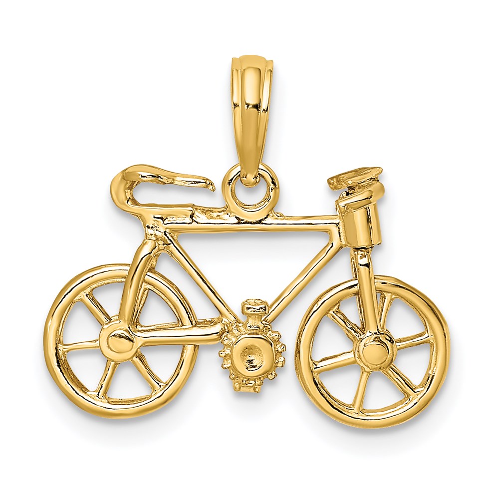 14 Karat Gelbgold beweglicher Fahrrad-Charm 3D