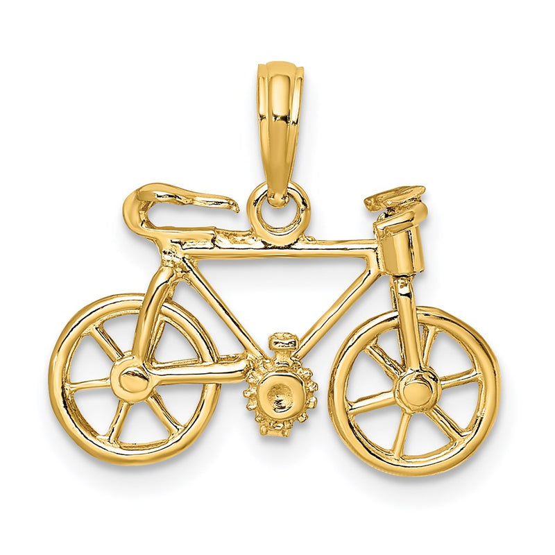 14 Karat Gelbgold beweglicher Fahrrad-Charm 3D