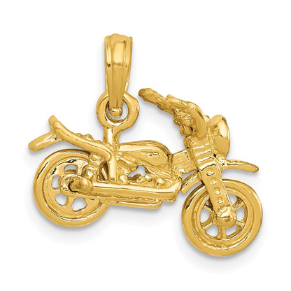 14K Gelbgold 3D beweglicher Motorrad-Anhänger