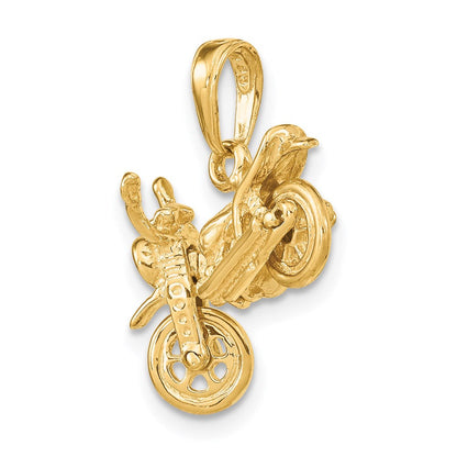 14K Gelbgold 3D beweglicher Motorrad-Anhänger