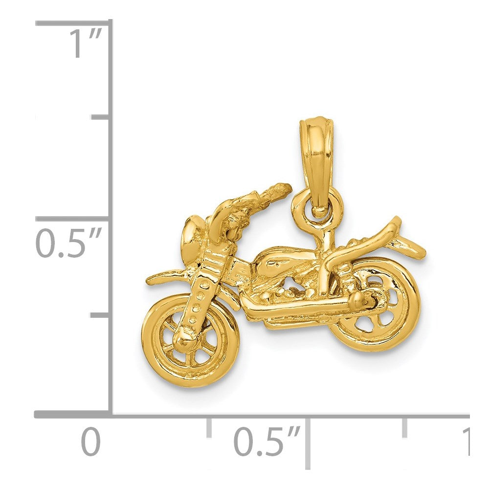 14K Gelbgold 3D beweglicher Motorrad-Anhänger