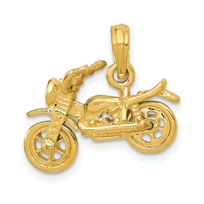 14K Gelbgold 3D beweglicher Motorrad-Anhänger