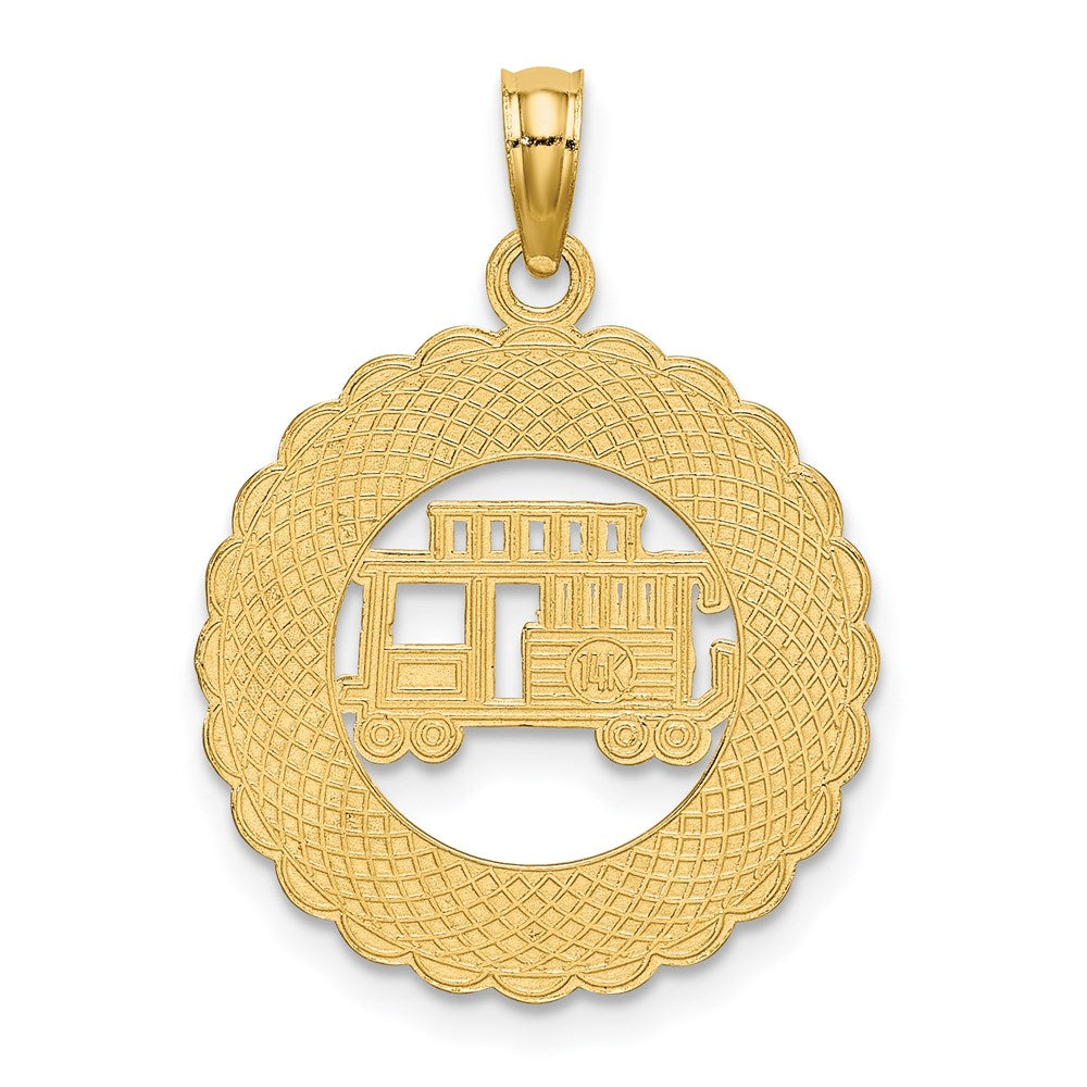 14 Karat Gelbgold Charm „GATLINBURG TENNESSEE" mit Straßenbahn im Kreis