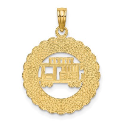 14 Karat Gelbgold Charm „GATLINBURG TENNESSEE" mit Straßenbahn im Kreis