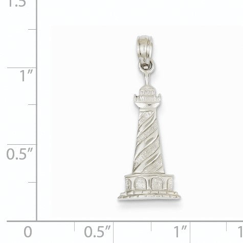 14K Weißgold 2-d Cape Hatteras Leuchtturm Charm