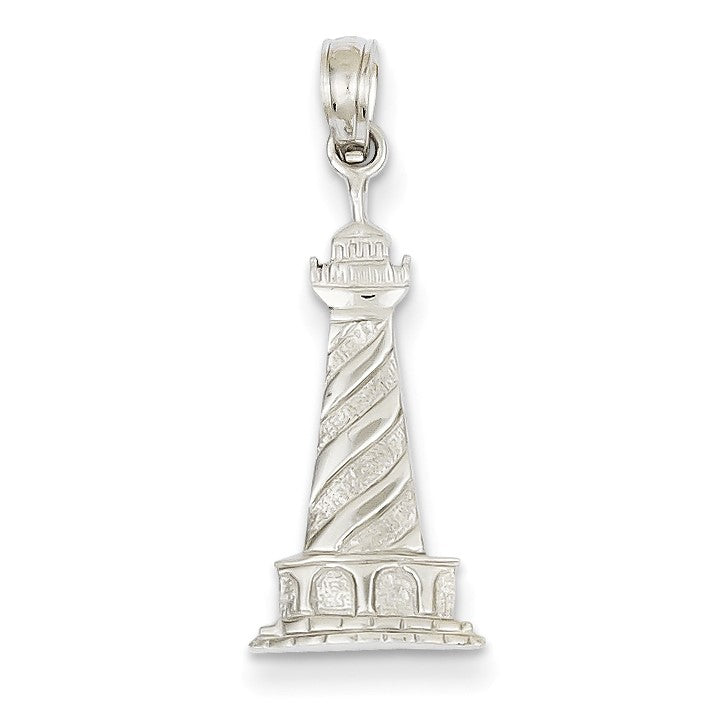 14K Weißgold 2-d Cape Hatteras Leuchtturm Charm