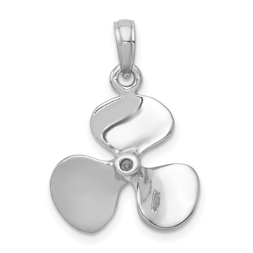 14K Weißgold 3-D Propeller-Anhänger mit drei Flügeln