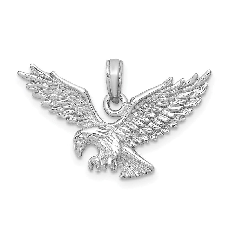 14K Weißgold Anhänger mit landendem Adler
